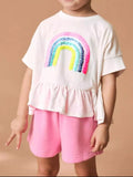 Children's Sequin Rainbow Top and Shorts Set - Little Janey Shop