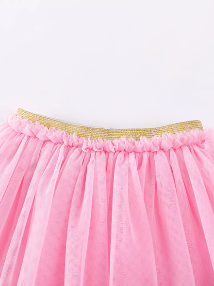 Children's Rainbow Ruffle Sleeve Top and Tulle Skirt Set - Little Janey Shop
