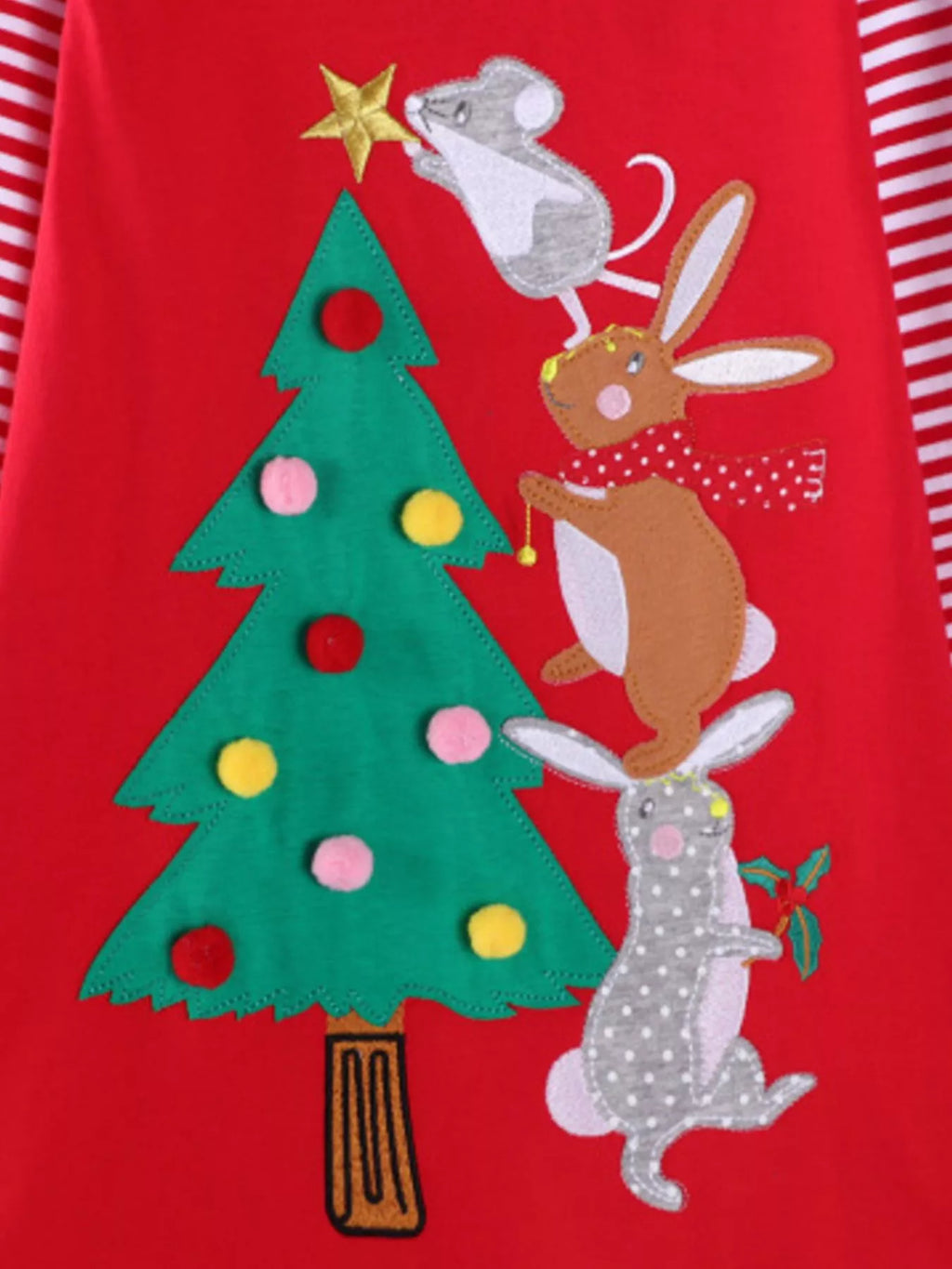 Children's Christmas Tree Animal Long Sleeve Dress - Little Janey Shop