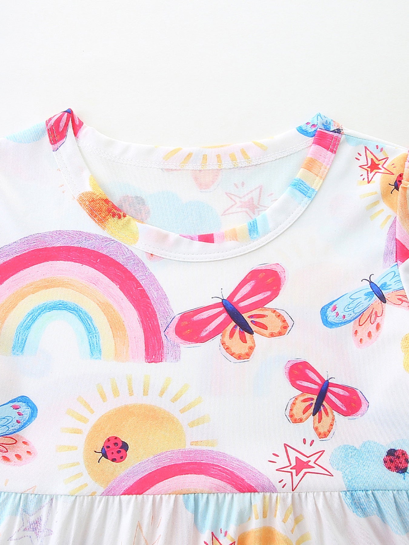 Children's Rainbow Butterfly Print Casual Dress - Little Janey Shop