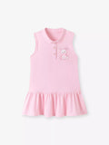 Children's Ruffled Hem Sleeveless Blush Pink Polo Dress - Little Janey Shop