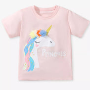 Children's Unicorn Graphic Round Neck T-Shirt - Little Janey Shop