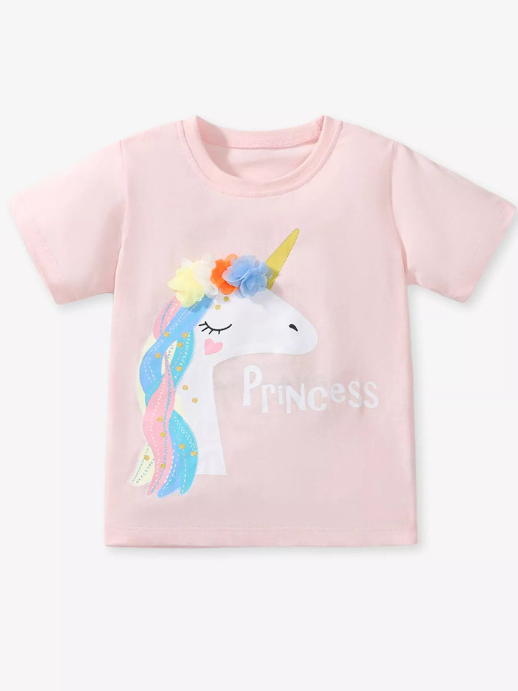 Children's Unicorn Graphic Round Neck T-Shirt - Little Janey Shop