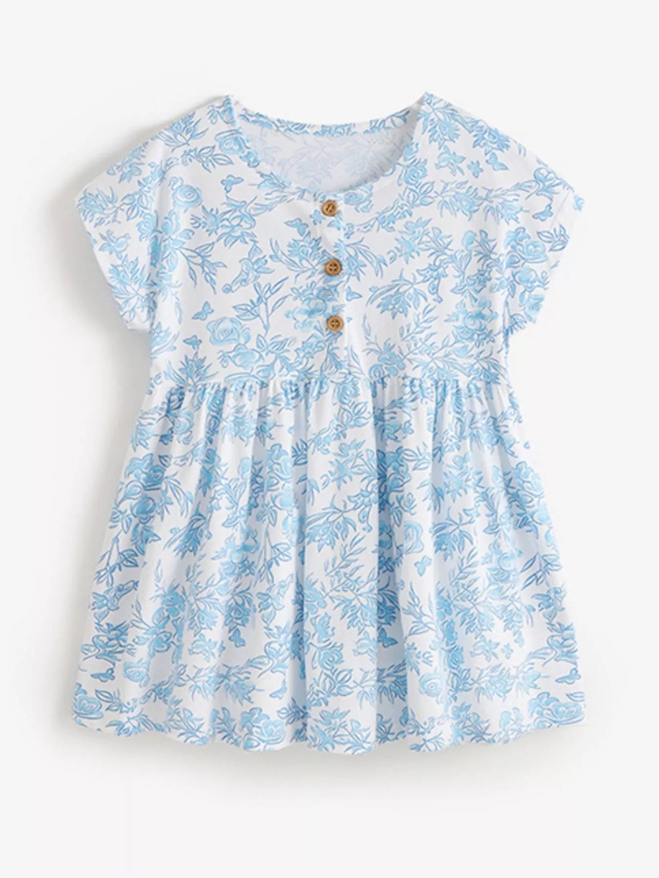 Children's Floral Print Button - Front Casual Dress - Little Janey Shop