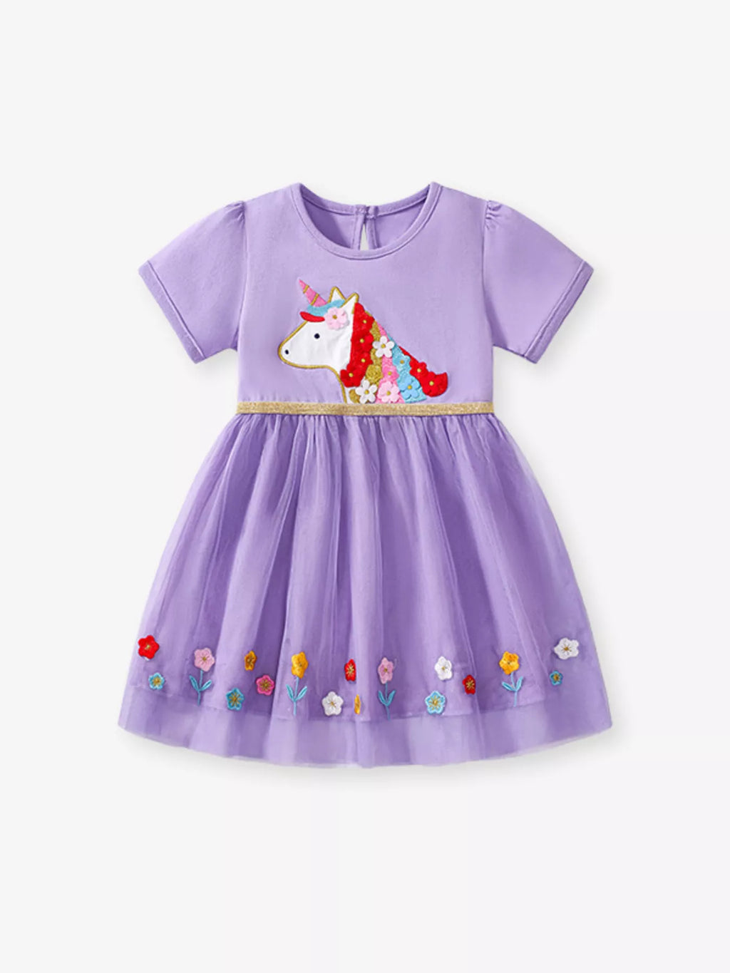 Children's Unicorn Short Sleeve Tulle Dress - Little Janey Shop
