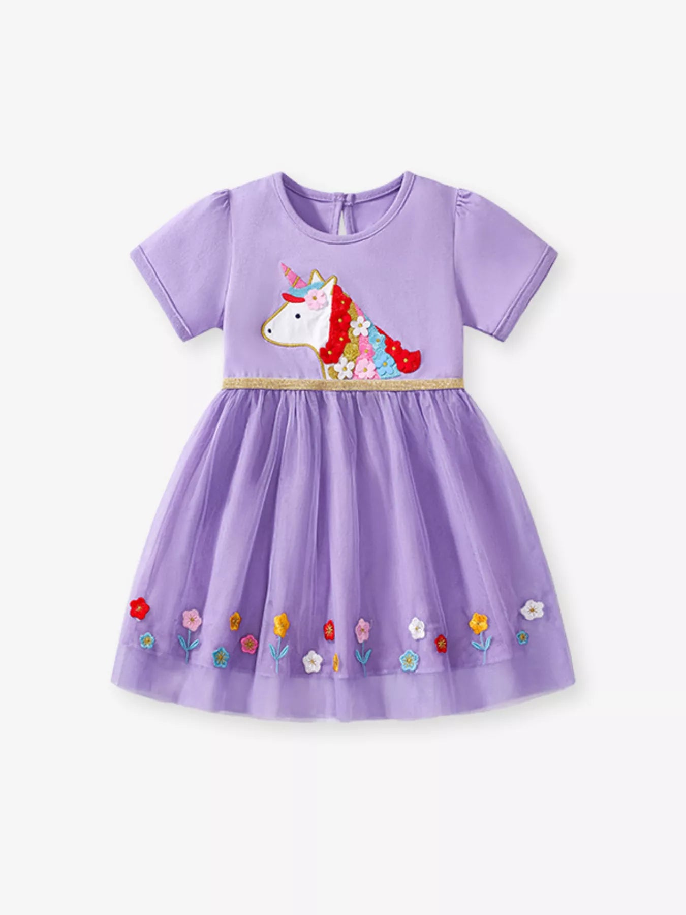 Children's Unicorn Short Sleeve Tulle Dress - Little Janey Shop