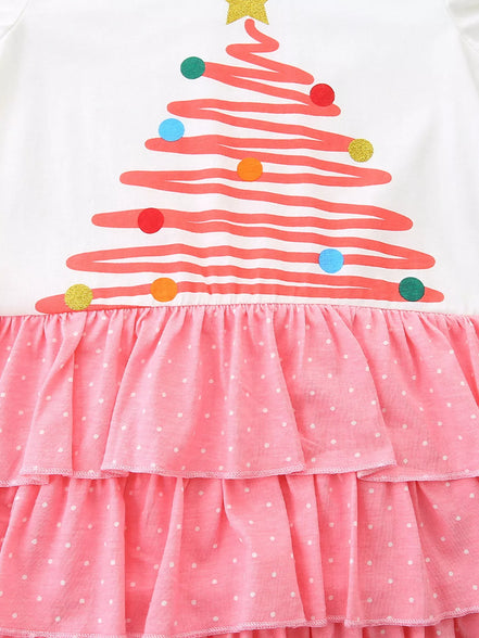 Children's Christmas Tree Ruffle Layered Dress - Little Janey Shop