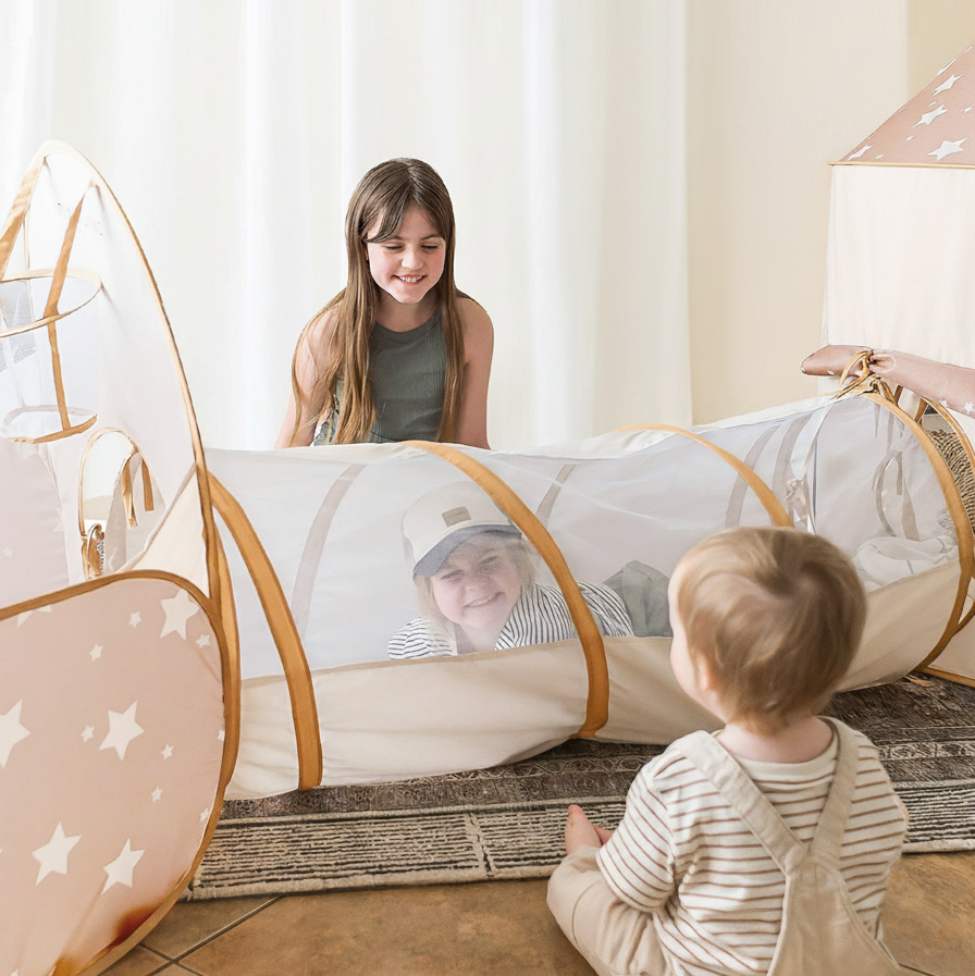 Tiny Land® 5-in-1 Kids Play Tunnel — Soft Peachskin Toddler Crawl Tunnel | Little Janey