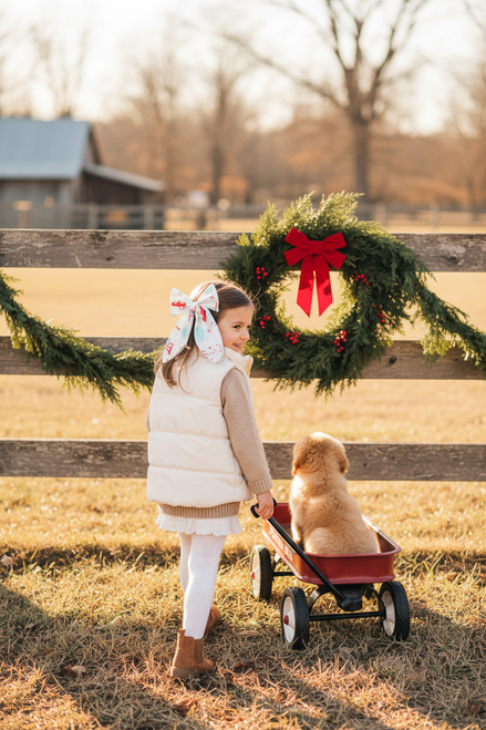 Christmas Car Print Bow – Ground Level Fence Garland Wreath