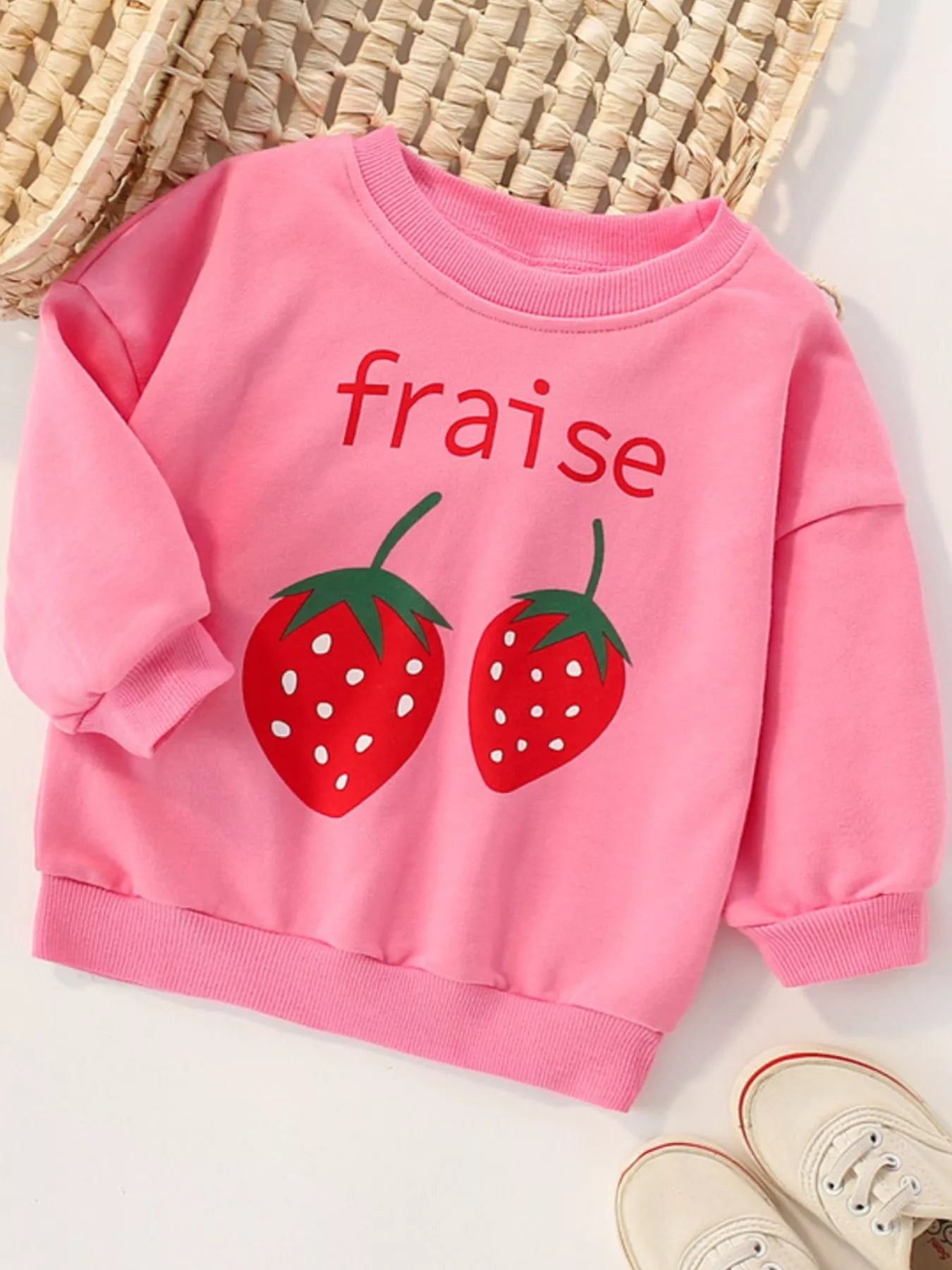 Children's Strawberry Round Neck Casual Sweatshirt - Little Janey Shop
