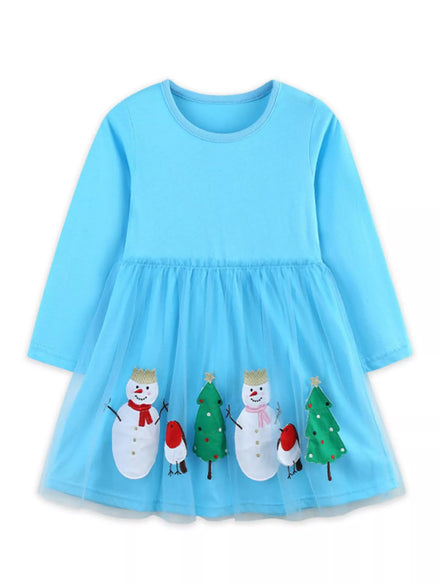 Children's Christmas Long Sleeve Dress - Little Janey Shop