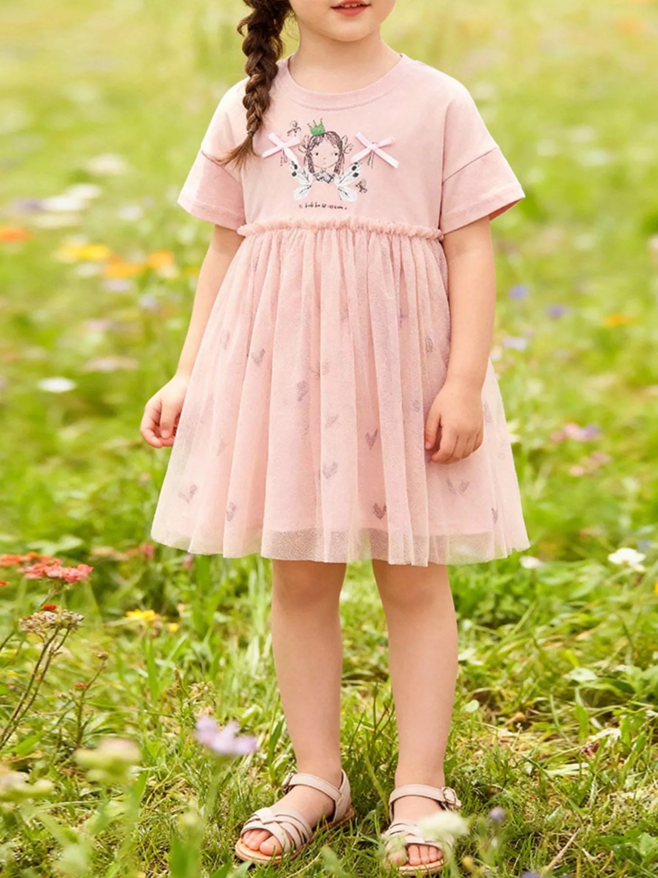 Children's Short Sleeve Tulle Layered Dress - Little Janey Shop