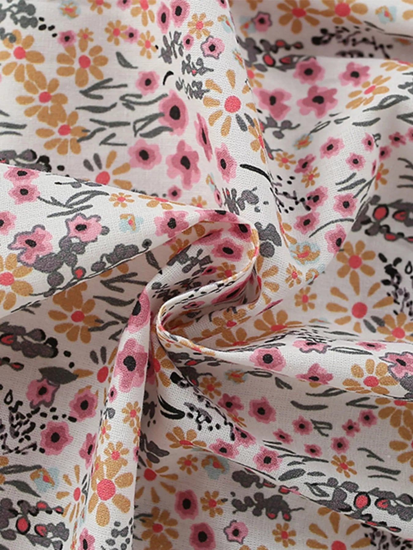 Children's Floral Print Button - Front Ruffle Sleeve Dress - Little Janey Shop