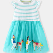 Children's Striped Unicorn Tulle Dress - Little Janey Shop