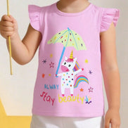 Children's Cute Unicorn Graphic Ruffle Sleeve T-Shirt - Little Janey Shop