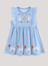 Children's Striped Bunny Embroidered Ruffle Sleeve Dress - Little Janey Shop
