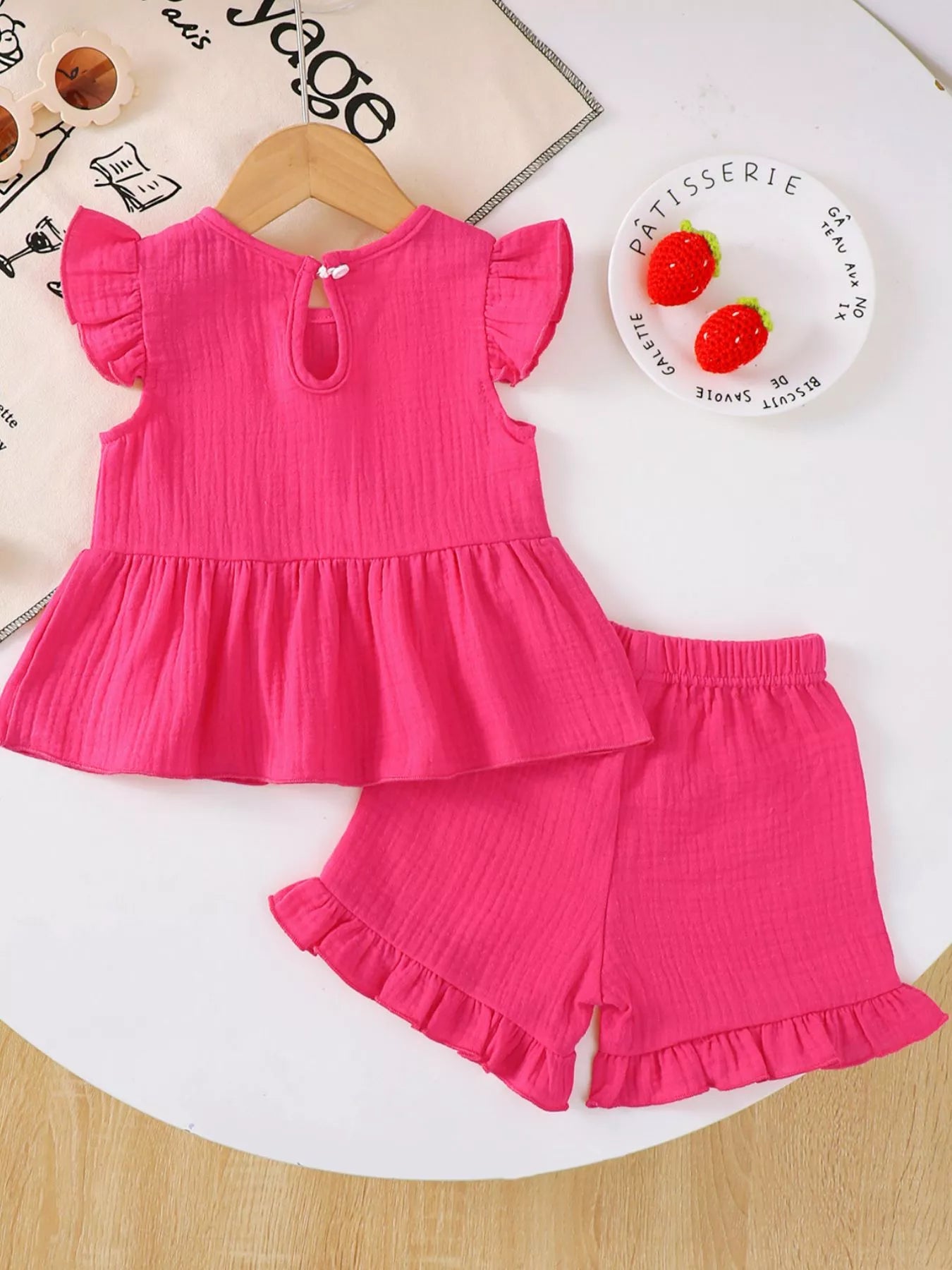 Children's Ruffle Trim Bowknot Top & Shorts Set - Little Janey Shop