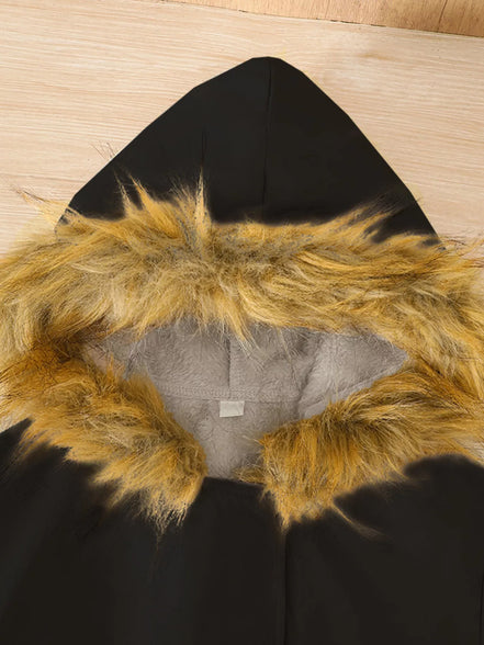 Children's Tie Waist Faux Fur Hooded Outerwear - Little Janey Shop