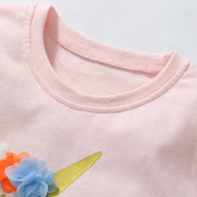 Children's Unicorn Graphic Round Neck T-Shirt - Little Janey Shop