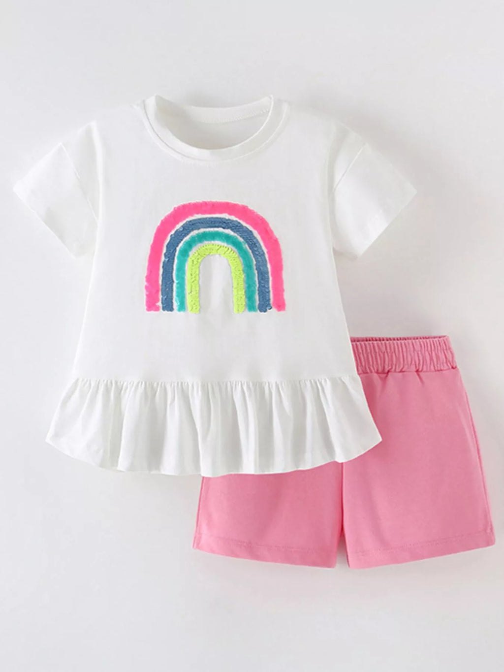 Children's Sequin Rainbow Top and Shorts Set - Little Janey Shop