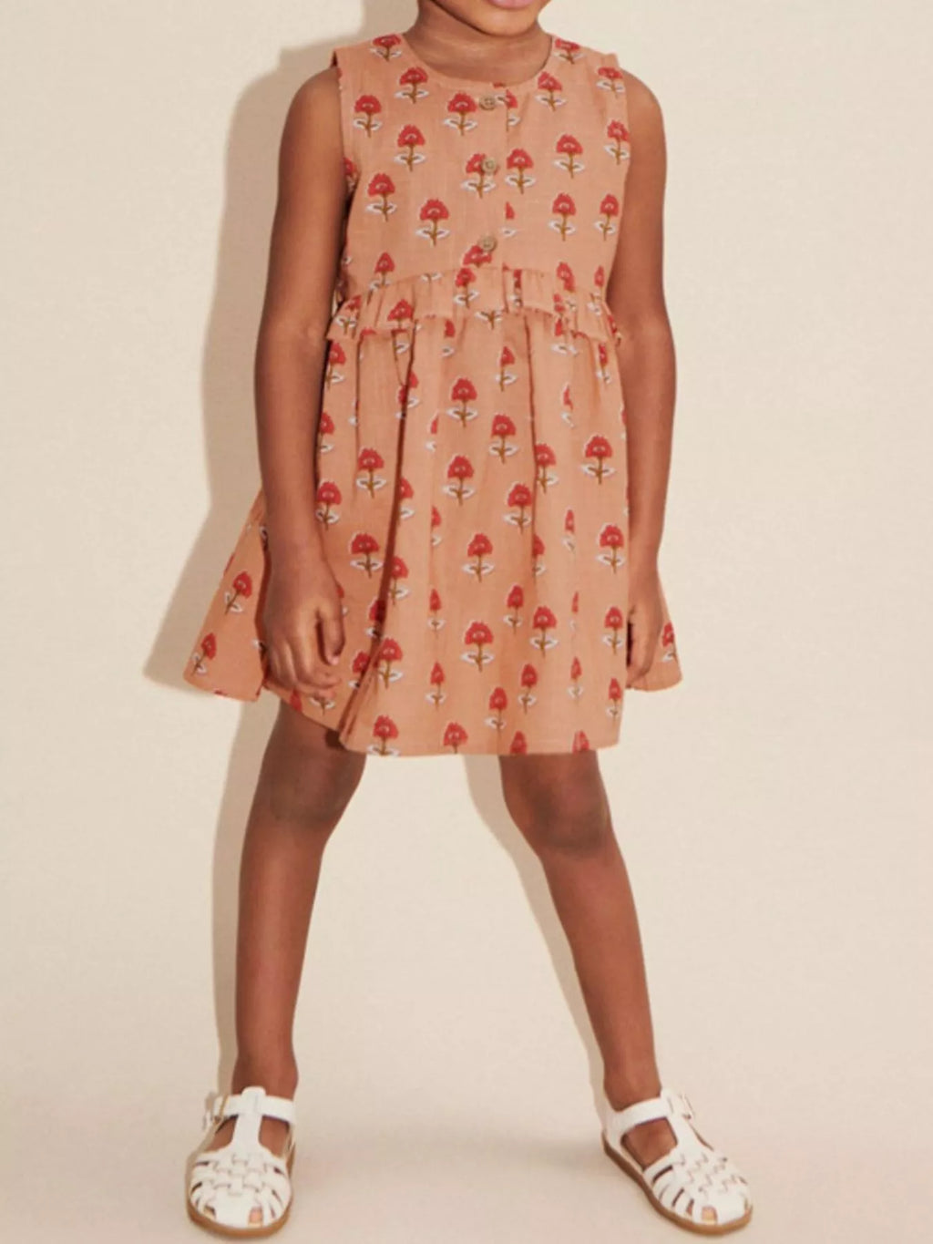 Children's Floral Print Sleeveless Ruffle Dress - Little Janey Shop
