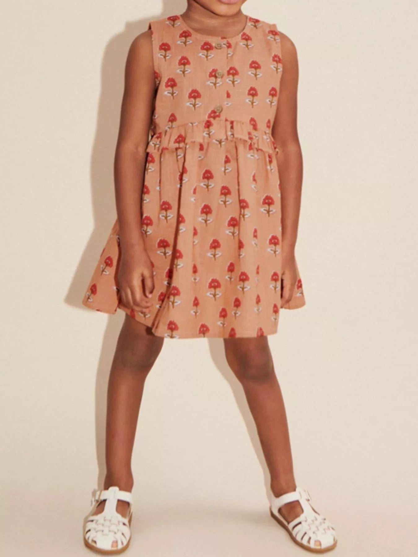 Children's Floral Print Sleeveless Ruffle Dress - Little Janey Shop