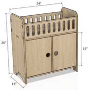Clara Wooden Doll Crib with Storage & 4 Hangers