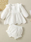 Children's Eyelet Embroidered Ruffled Top and Shorts Set - Little Janey Shop