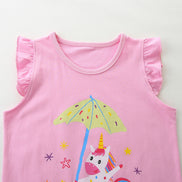 Children's Cute Unicorn Graphic Ruffle Sleeve T-Shirt - Little Janey Shop