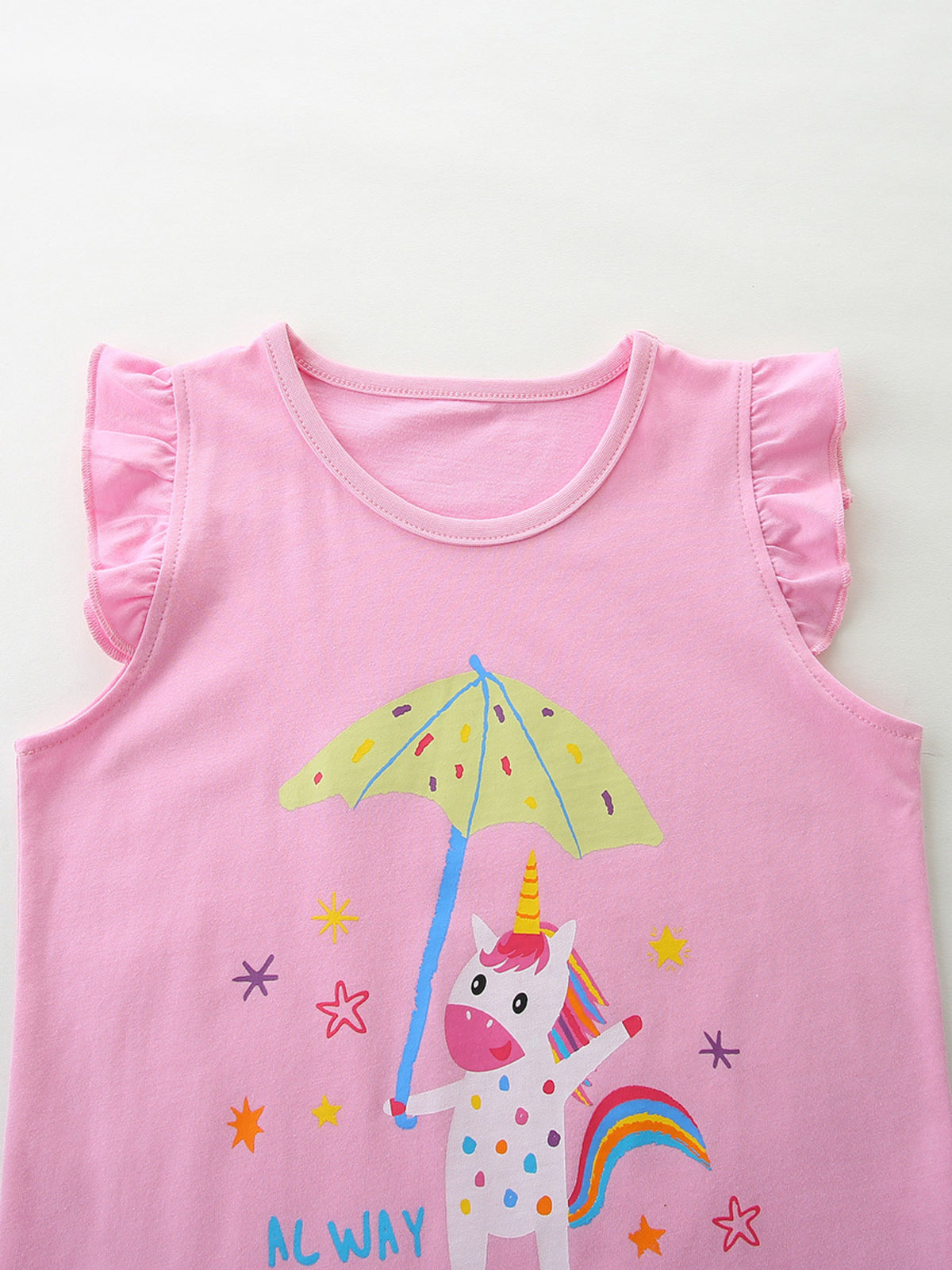 Children's Cute Unicorn Graphic Ruffle Sleeve T-Shirt - Little Janey Shop