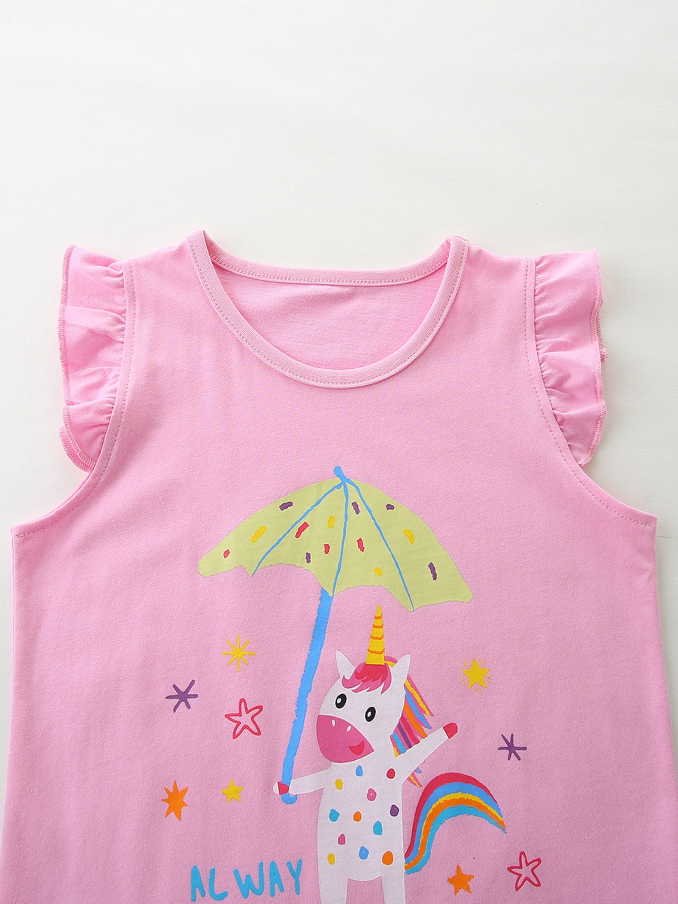 Children's Cute Unicorn Graphic Ruffle Sleeve T-Shirt - Little Janey Shop