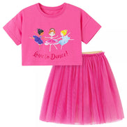 Children's Round Neck T-Shirt and Skirt Set - Little Janey Shop