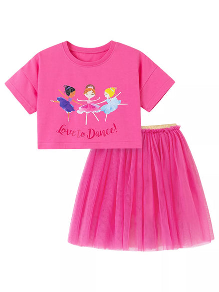 Children's Round Neck T-Shirt and Skirt Set - Little Janey Shop