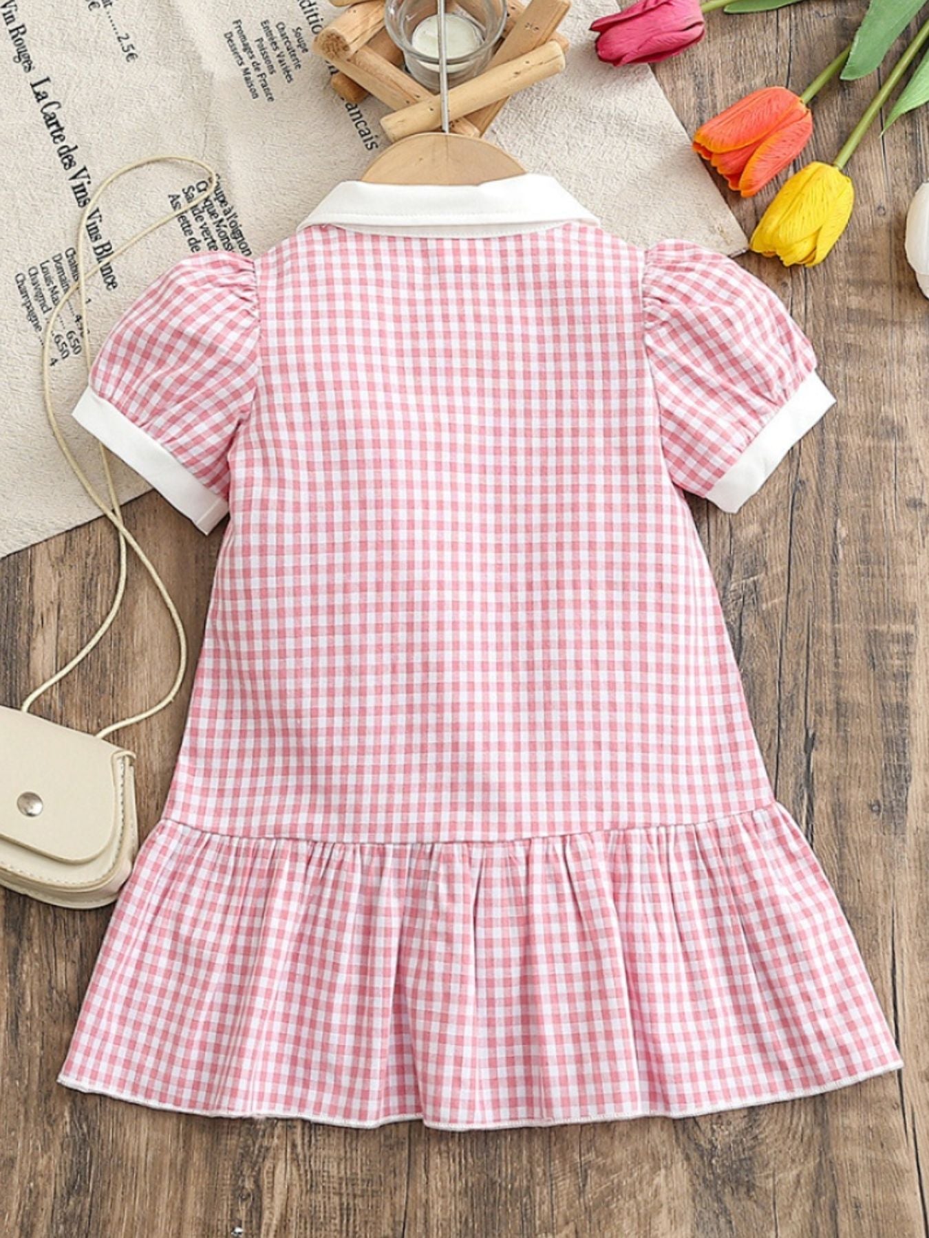 Children's Gingham Ruffle Hem Polo Dress - Little Janey Shop