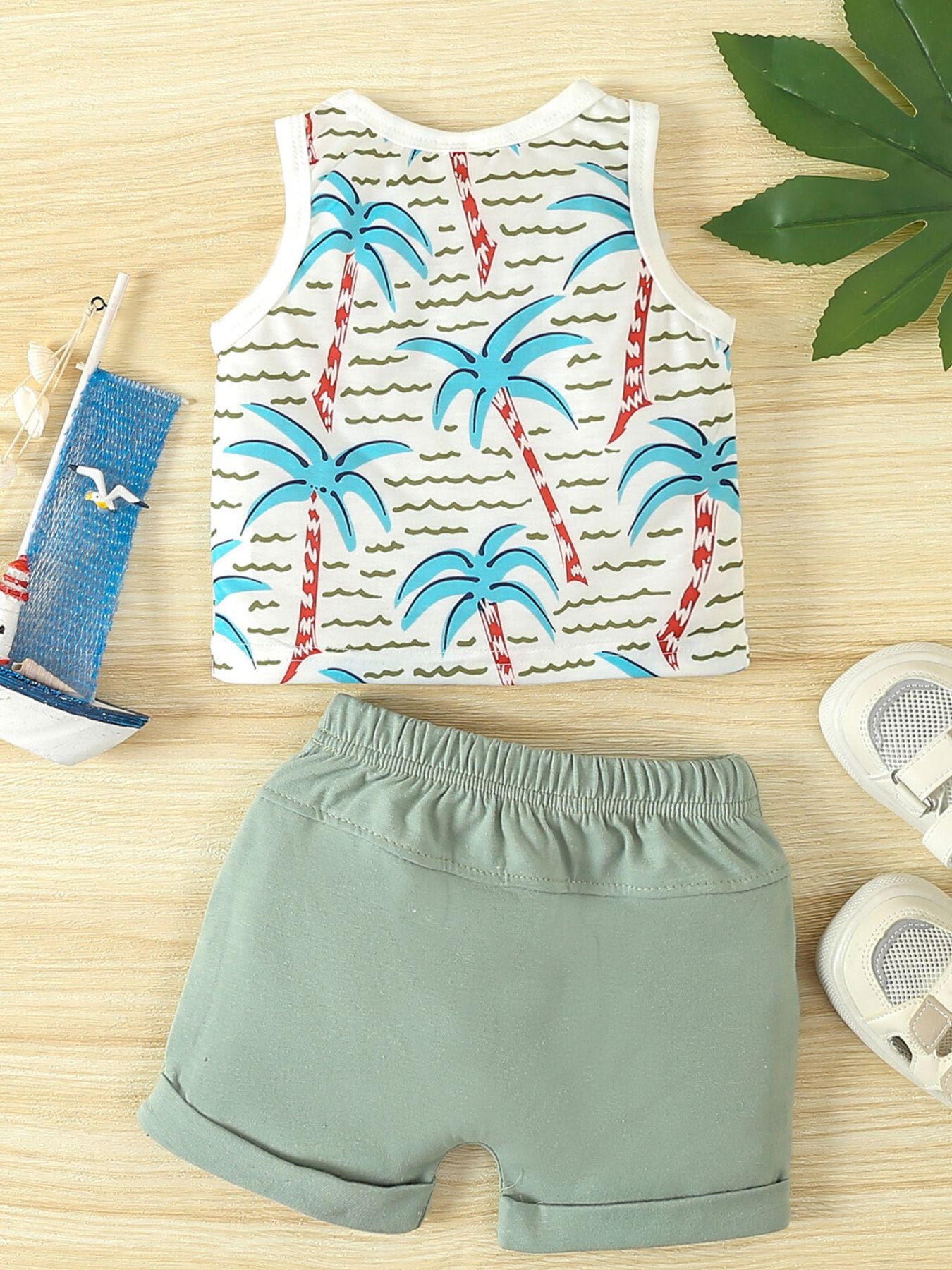 Children's Tropical Palm Print Tank Top & Shorts Set - Little Janey Shop
