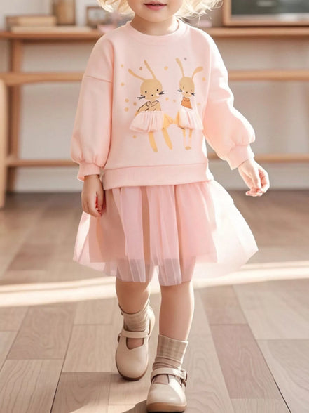 Children's Bunny Tulle Layered Dress - Little Janey Shop