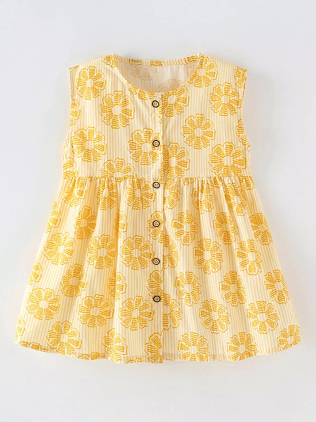 Children's Floral Print Button - Front Casual Dress - Little Janey Shop