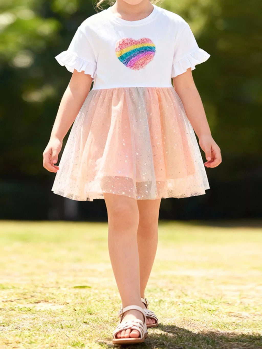 Children's Rainbow Heart Tulle Dress - Little Janey Shop