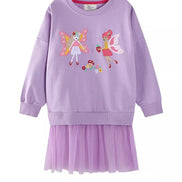 Children's Fairy Embroidered Tulle Sweatshirt Dress - Little Janey Shop