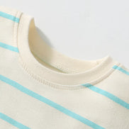 Girls' Striped Heart Print Tulle Dress with Bow | 100% Cotton | Sizes 2Y–6Y - Little Janey Shop