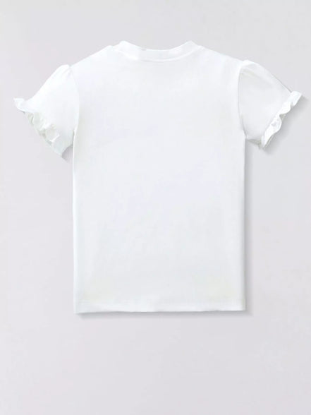 Girls' Scooter Graphic Ruffle Sleeve T-Shirt | 100% Cotton | Sizes 2 - 3Y–8Y - Little Janey Shop