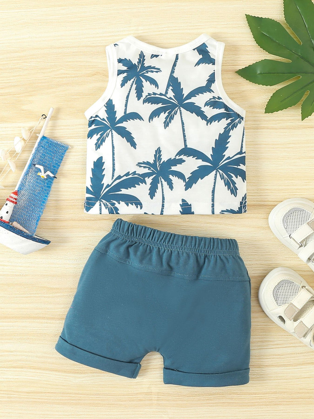 Children's Tropical Palm Print Tank Top & Shorts Set - Little Janey Shop