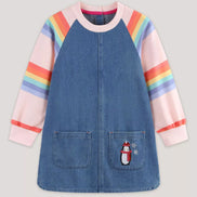 Children's Contrast Raglan Sleeve Denim Dress - Little Janey Shop