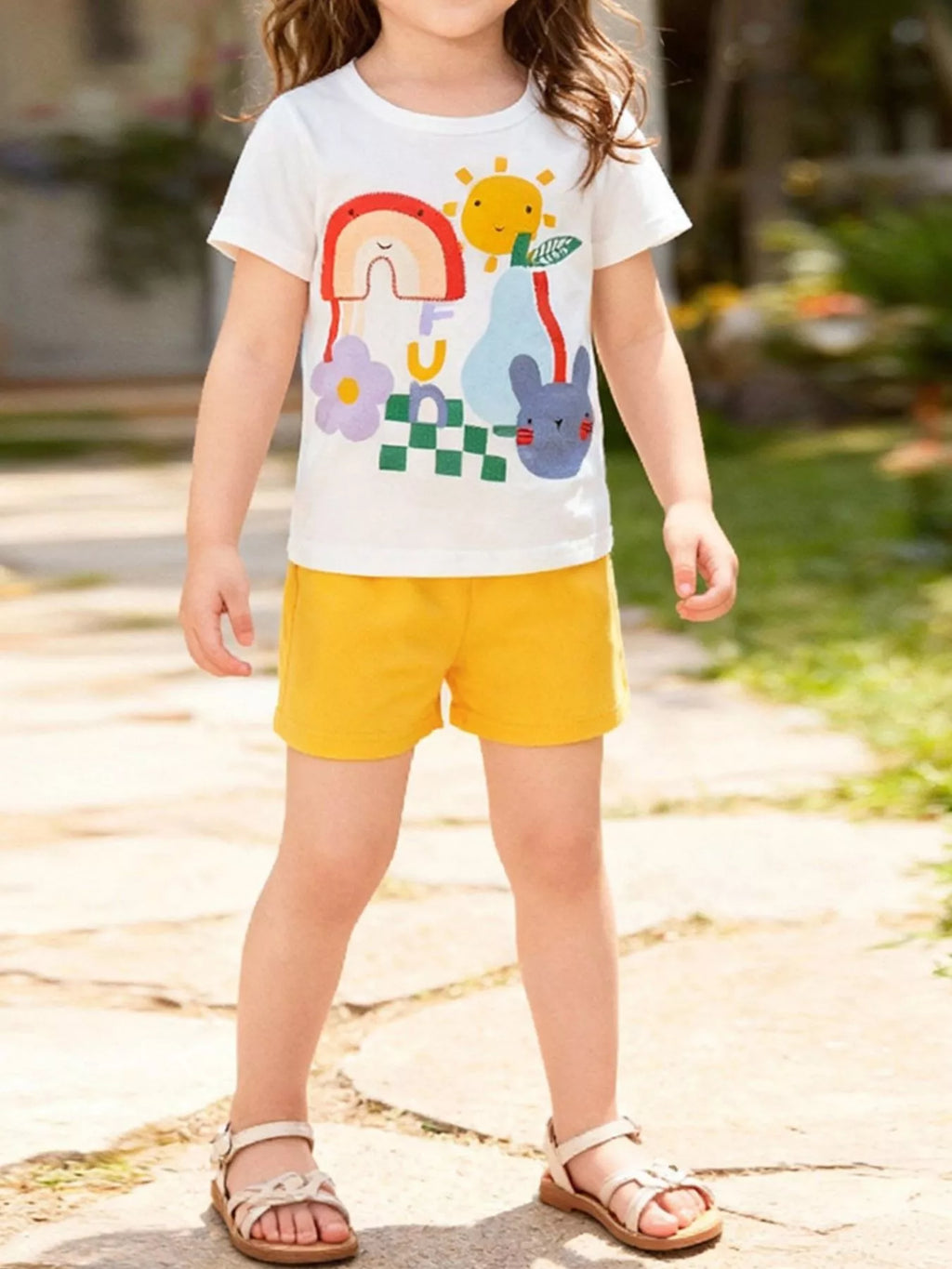 Children's Graphic Sunshine Tee & Shorts Set - Little Janey Shop