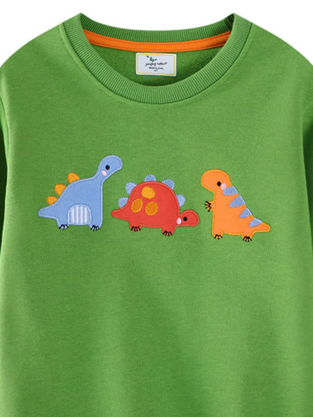 Children's Dinosaur Embroidered Crew Neck Sweatshirt - Little Janey Shop