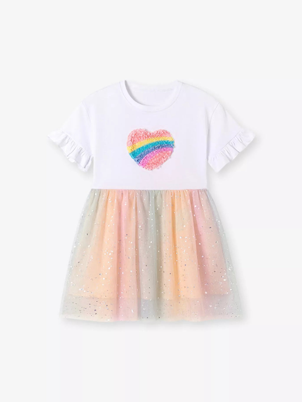 Children's Rainbow Heart Tulle Dress - Little Janey Shop