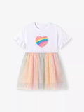 Children's Rainbow Heart Tulle Dress - Little Janey Shop