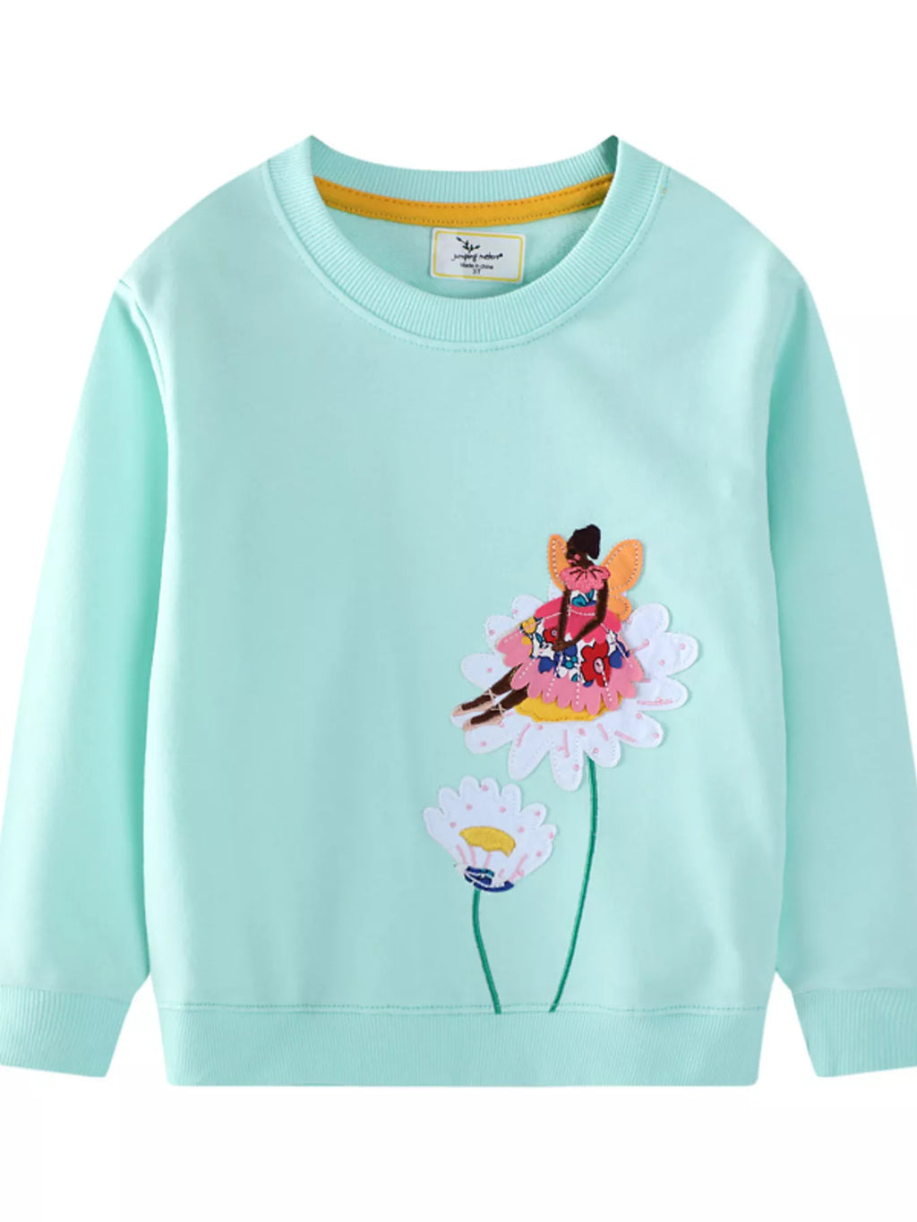Children's Flower Embroidered Crew Neck Sweatshirt - Little Janey Shop