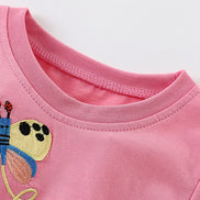 Children's Cute Cartoon Embroidered Short Sleeve T-Shirt - Little Janey Shop