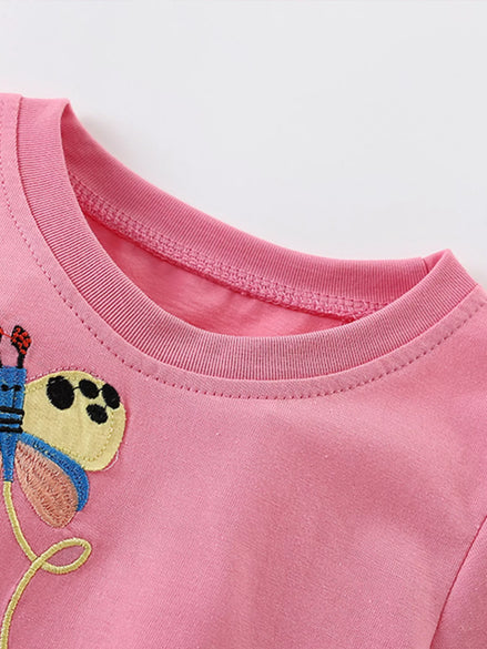Children's Cute Cartoon Embroidered Short Sleeve T-Shirt - Little Janey Shop